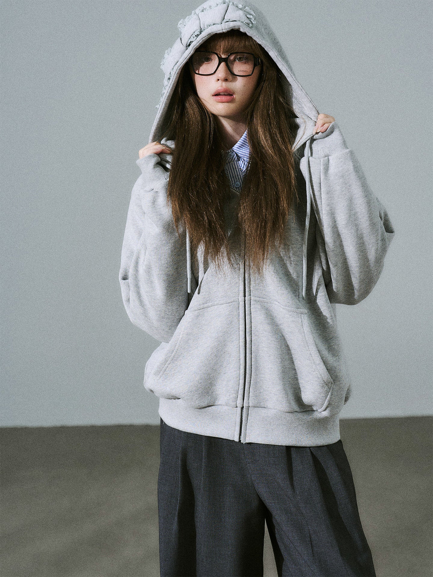 Bow Design Zipper Hoodie NA8837