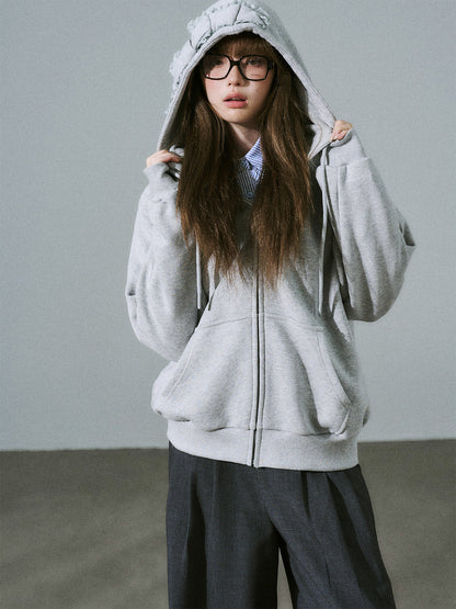 Bow Design Zipper Hoodie NA8837