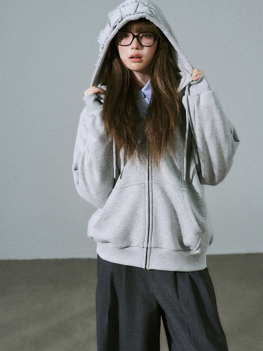 Bow Design Zipper Hoodie NA8837