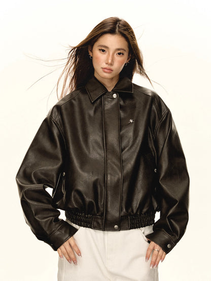 Collar Zipper PU Leather Jacket NA5271