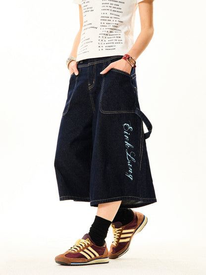 Wide-Leg Denim Shorts NA9392