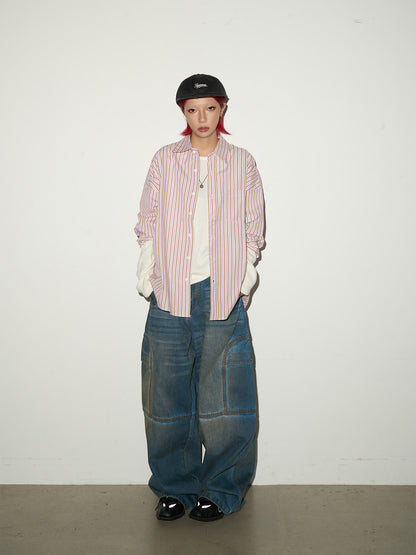 Stripe Oversize Long Sleeve Shirt NA9029