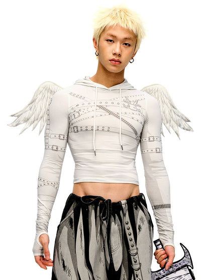 Angel Wing Hooded Long Sleeve T-shirt NA6673