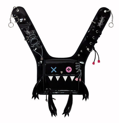 Rabbit Monster Patent Leather and Plush Shoulder Bag NA6636