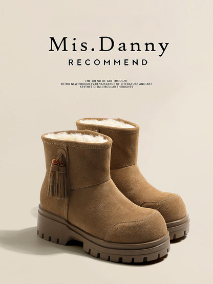 Fake Fur Lined Tassel Detail Ankle Boots NA8647