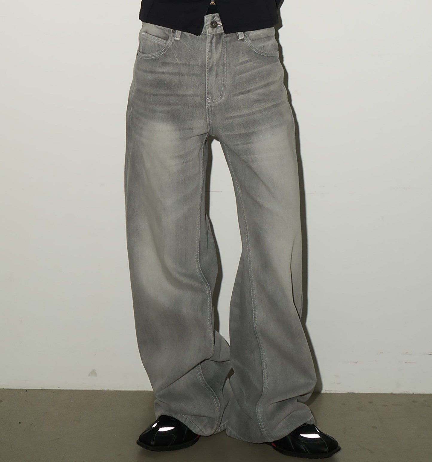 Washed Wide Leg Denim Jeans NA9205
