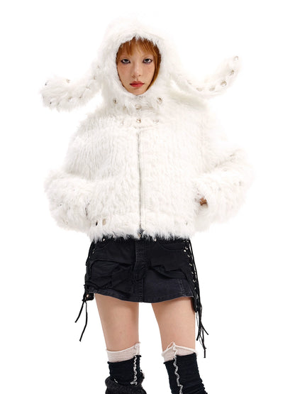 Studded Rabbit Ear Zipper Jacket NA6708