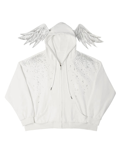 Rhinestone Angel Zipper Hoodie NA6677