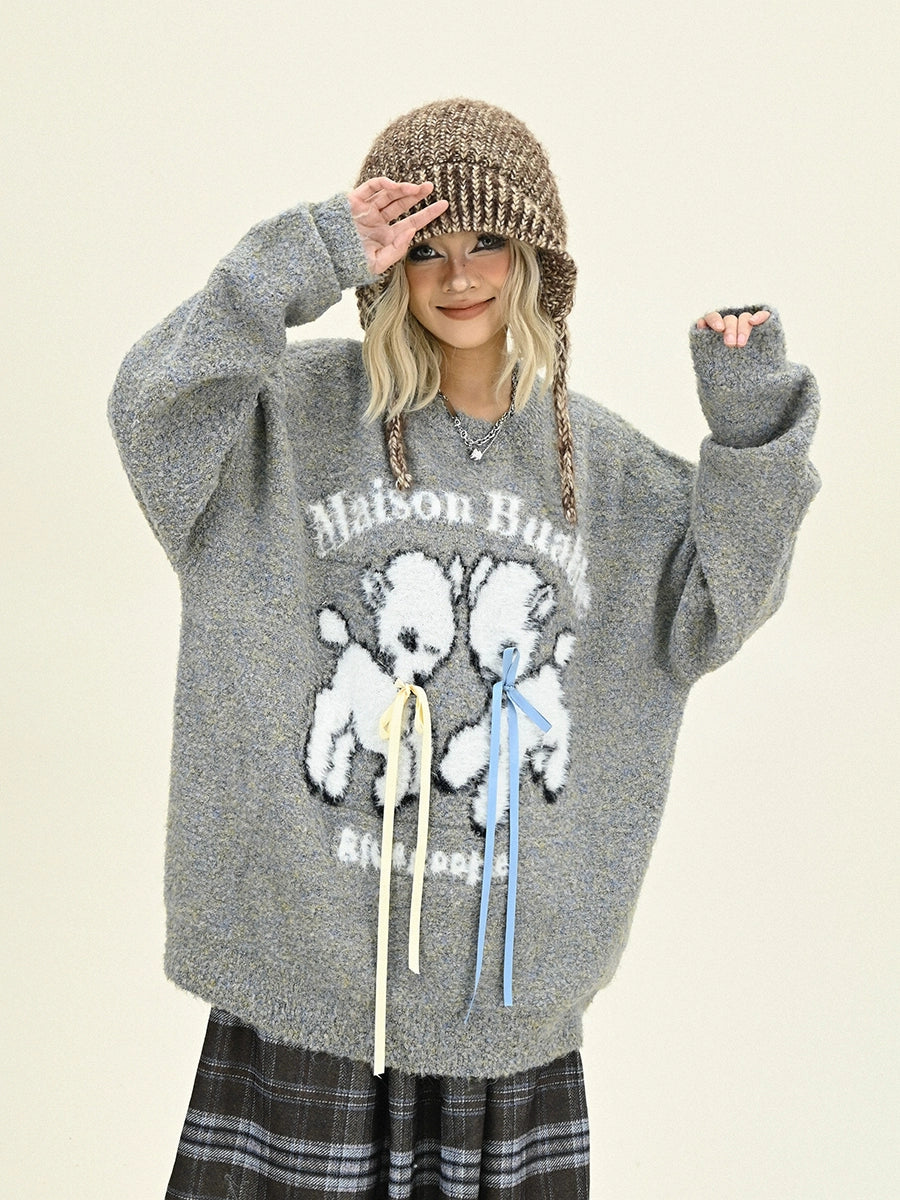 Graphic Design Round Neck Knit Sweater NA6468