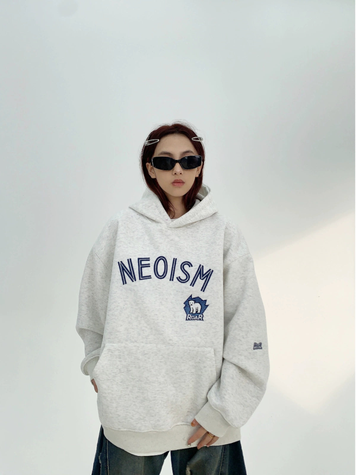 Oversize Letter Embroidery Pullover Hoodie NA2845