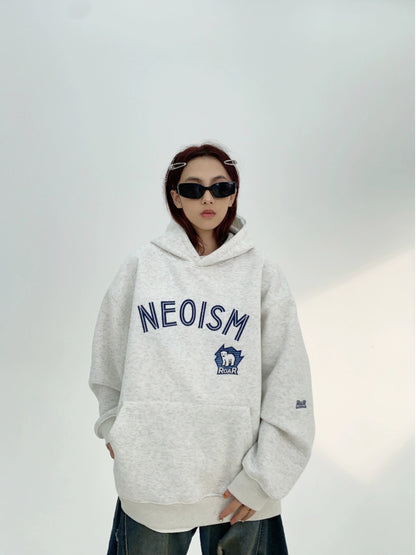 Oversize Letter Embroidery Pullover Hoodie NA2845