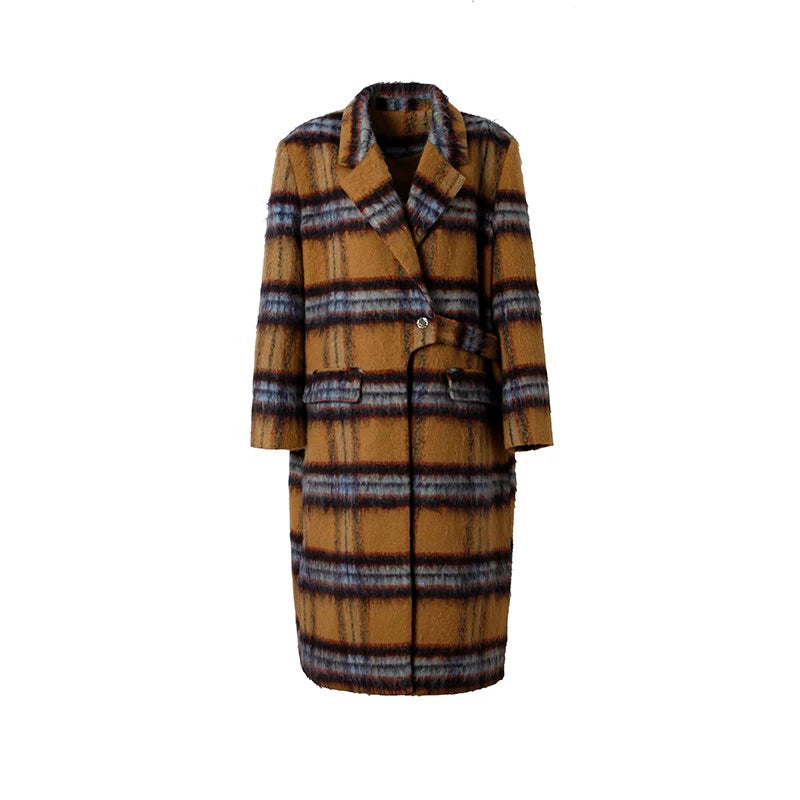 Plaid Woolen Long Coat NA5687