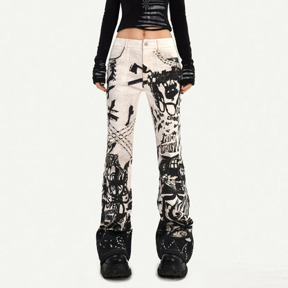 Ink Print Design Denim Jeans NA8583