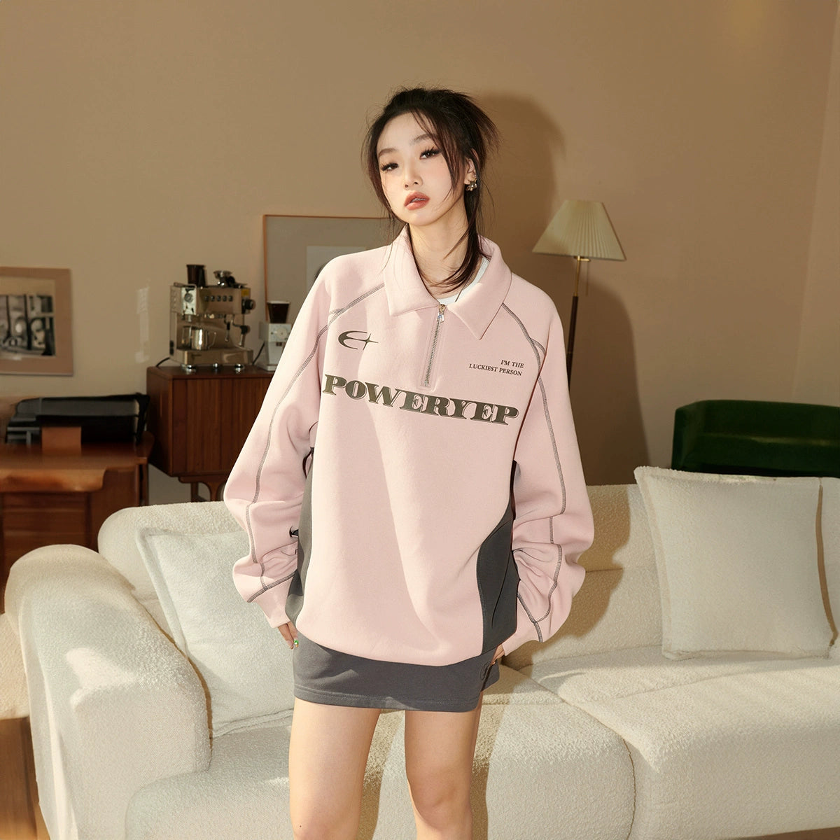 Half Zipper POLO Collar Sweatshirt NA2679