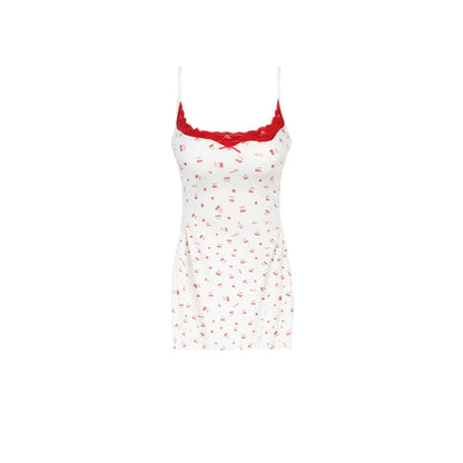 Cherry Print Long Camisole Dress NA3992