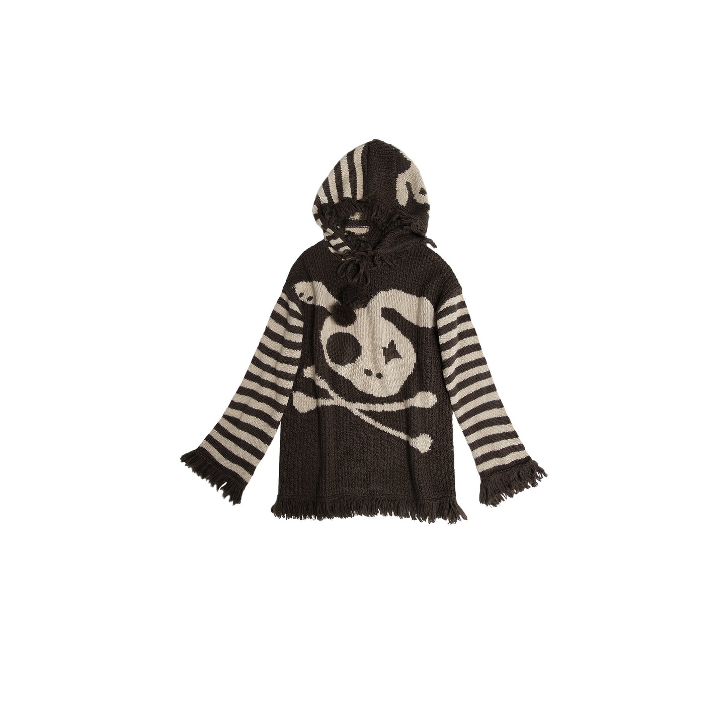 Skull Print Stripe Oversize Knit Hoodie NA8999