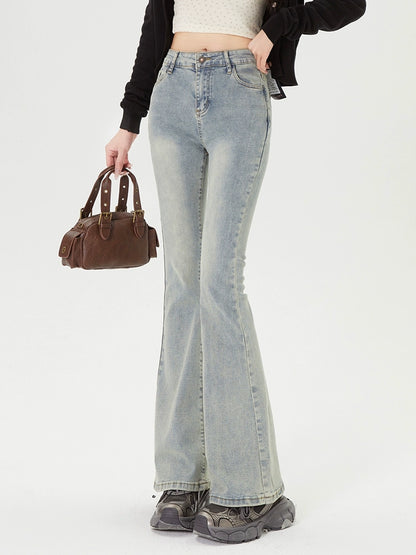 Washed Micro Flare Denim Jeans NA3367