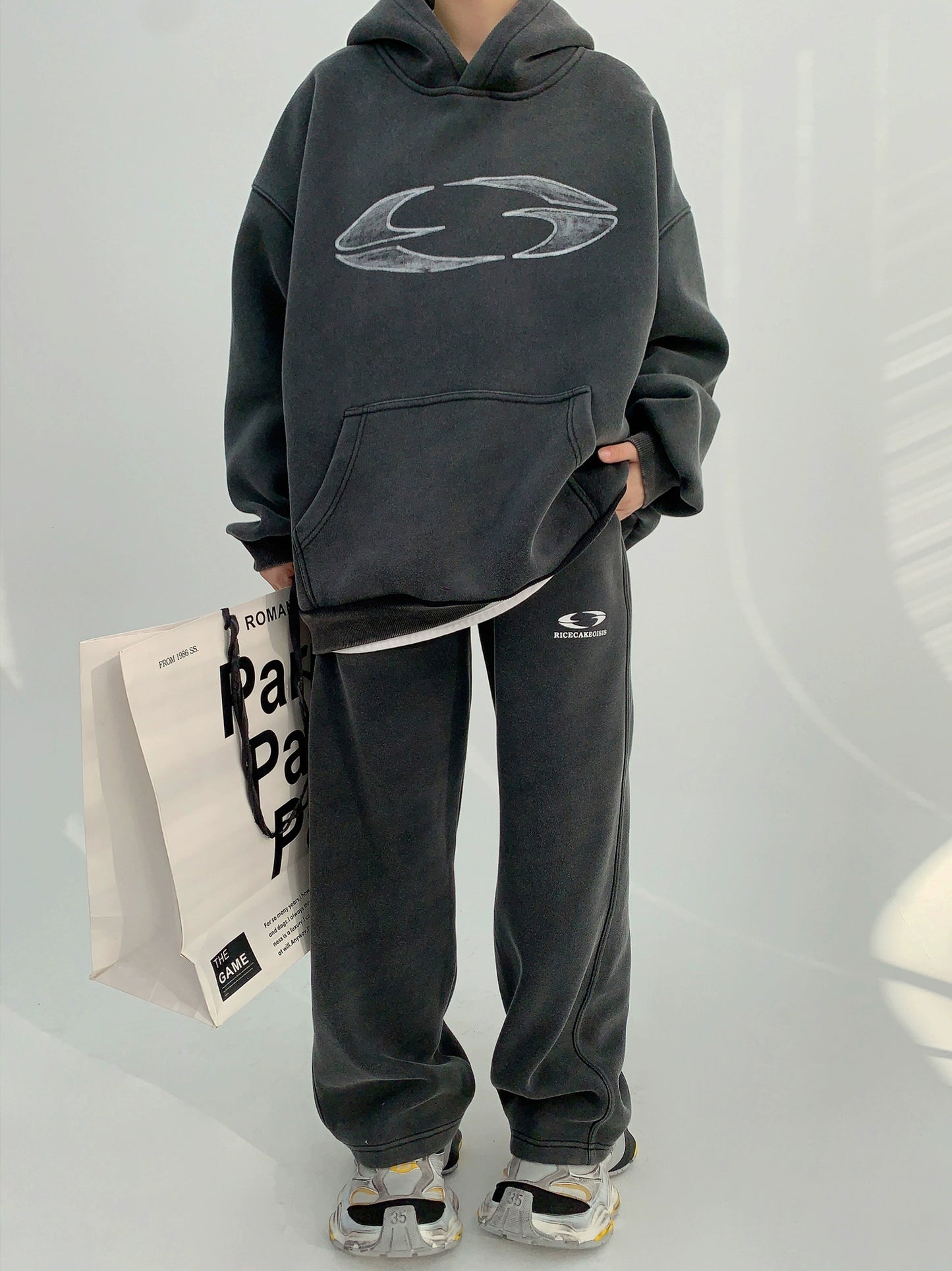 Oversize Print Hoodie & Wide-elg Sweatpants Setup NA2814