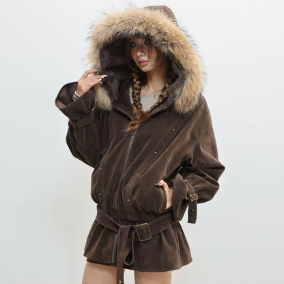 French Inspired Fleece Fake Rabbit Fur Lining Jacket NA8561