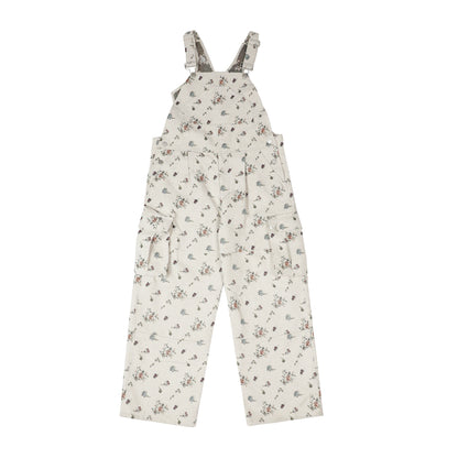 Flower Print Wide-Leg Overalls Long Pants NA2544