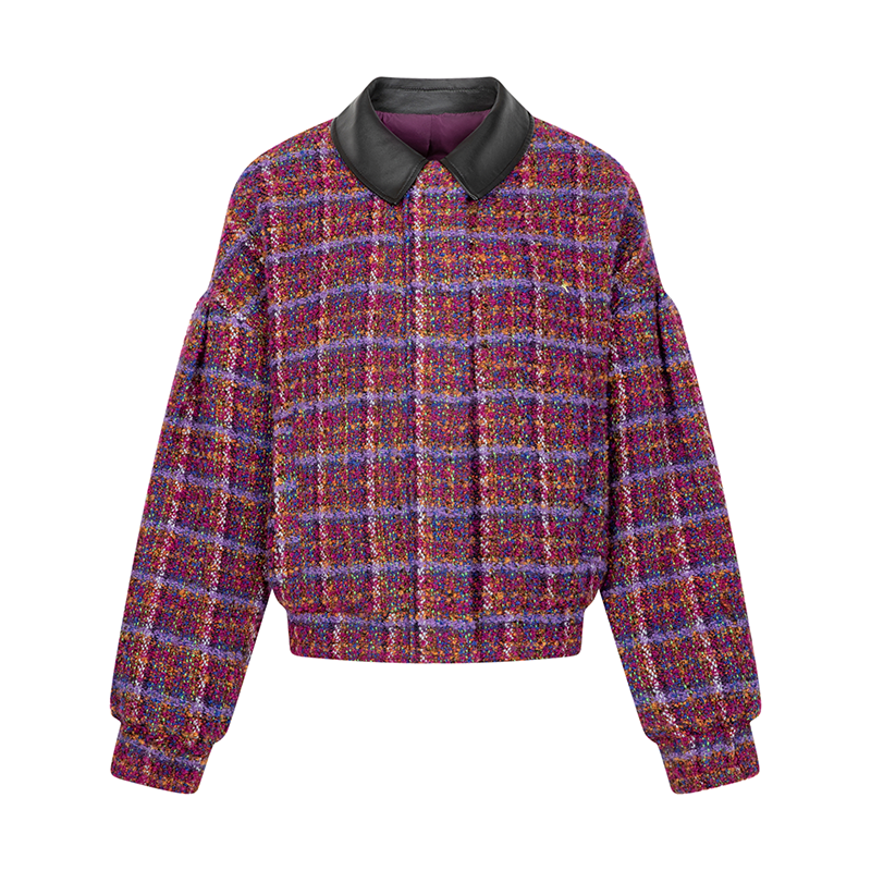 Purple Plaid Tweed Jacket NA6069