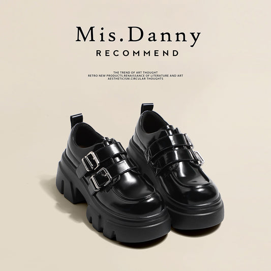 Double Belt Buckle Platform Velcro Loafers NA8725