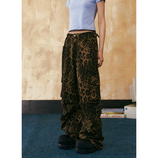 Leopard Pattern Casual Straight-Leg Pants NA2550