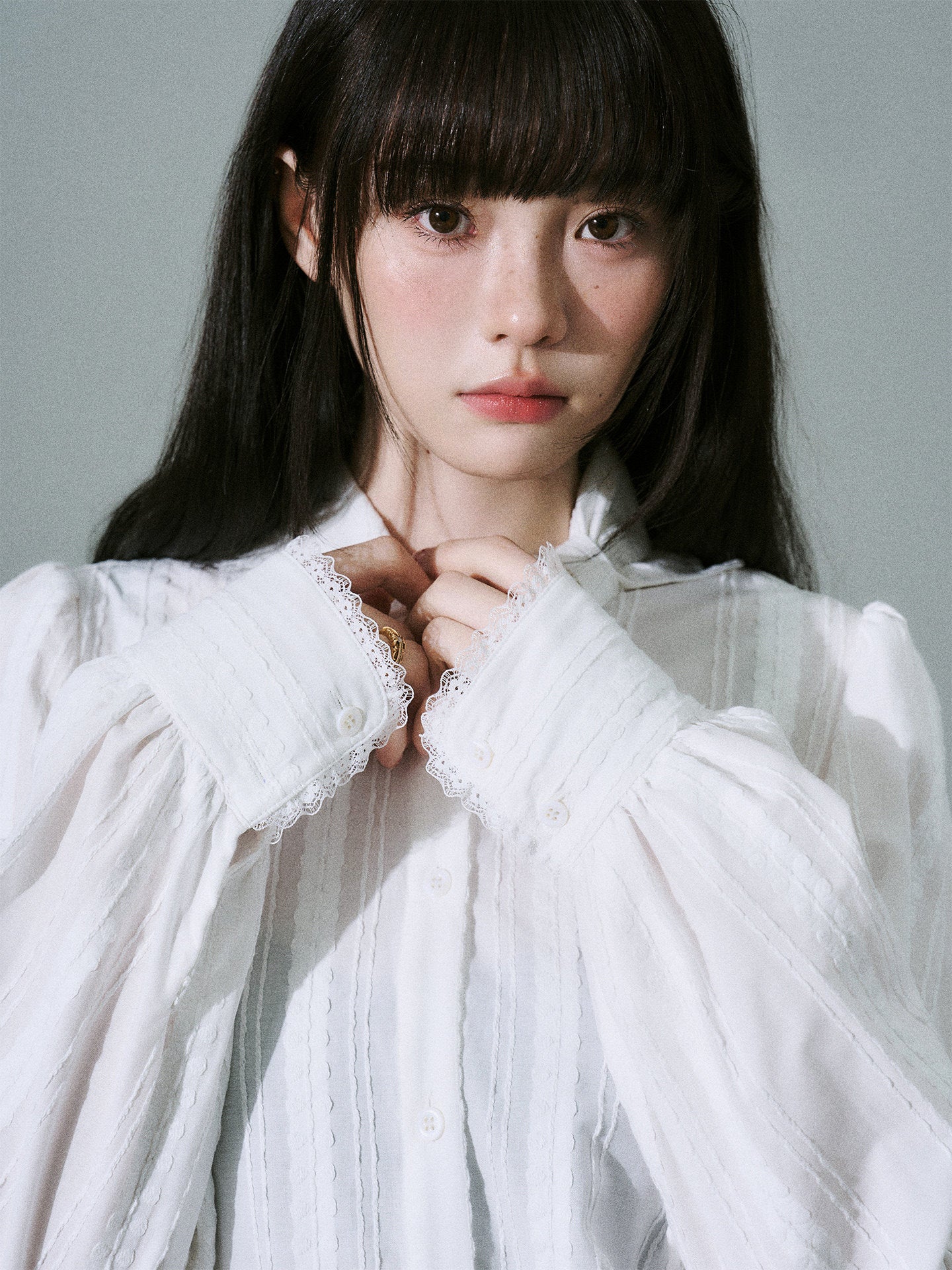 Bow Tie Collar Pleats Detail Blouse NA8859