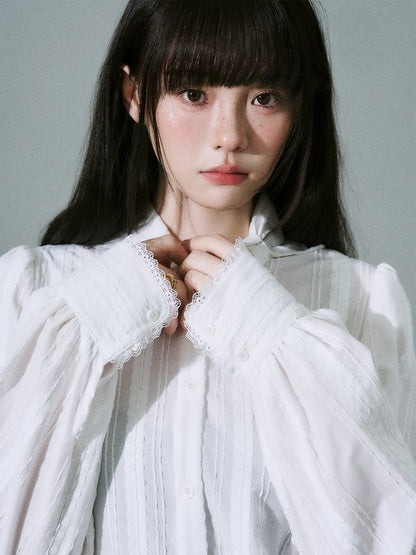 Bow Tie Collar Pleats Detail Blouse NA8859