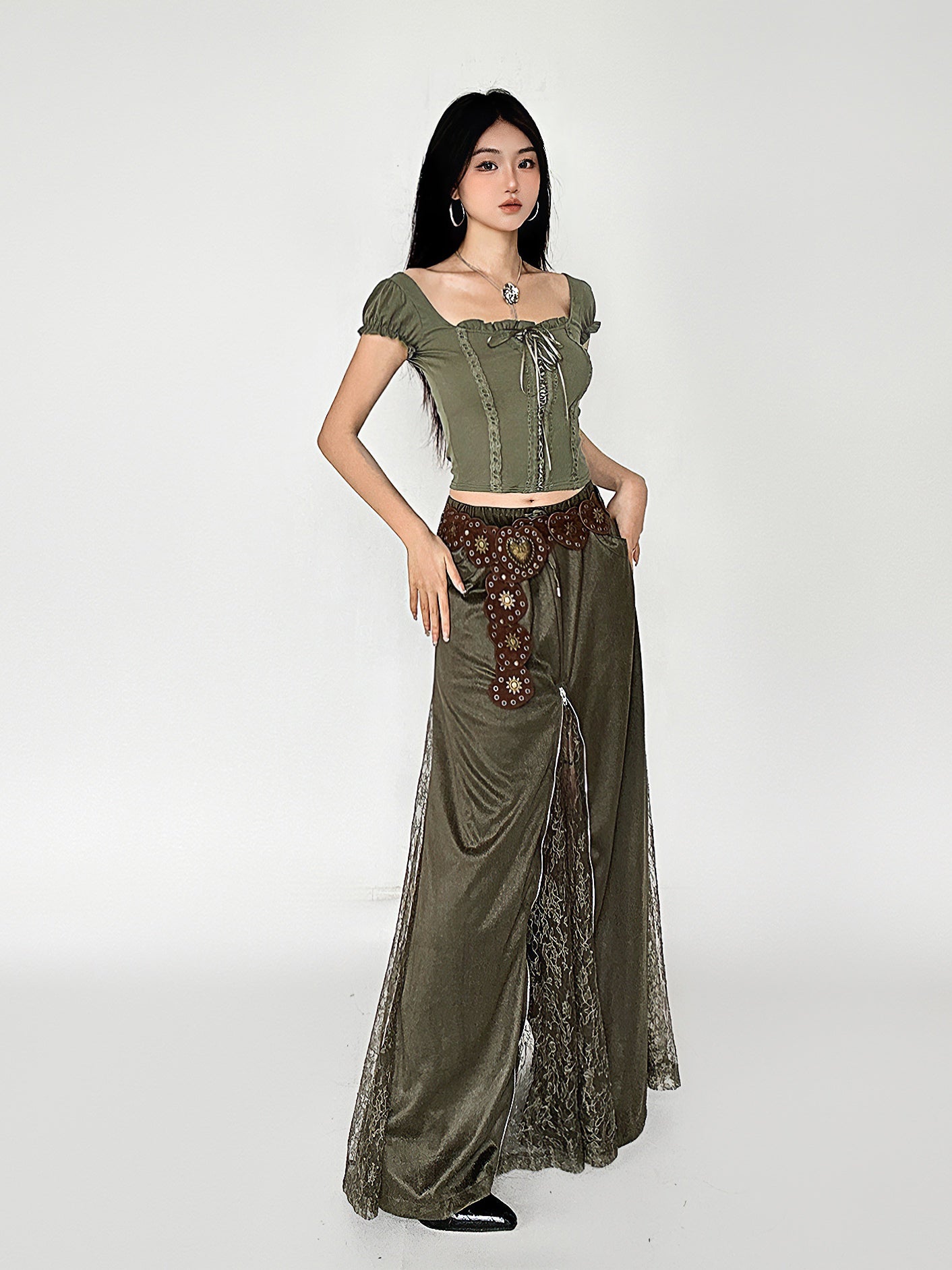 Antique Design Lace Long Skirt NA4609