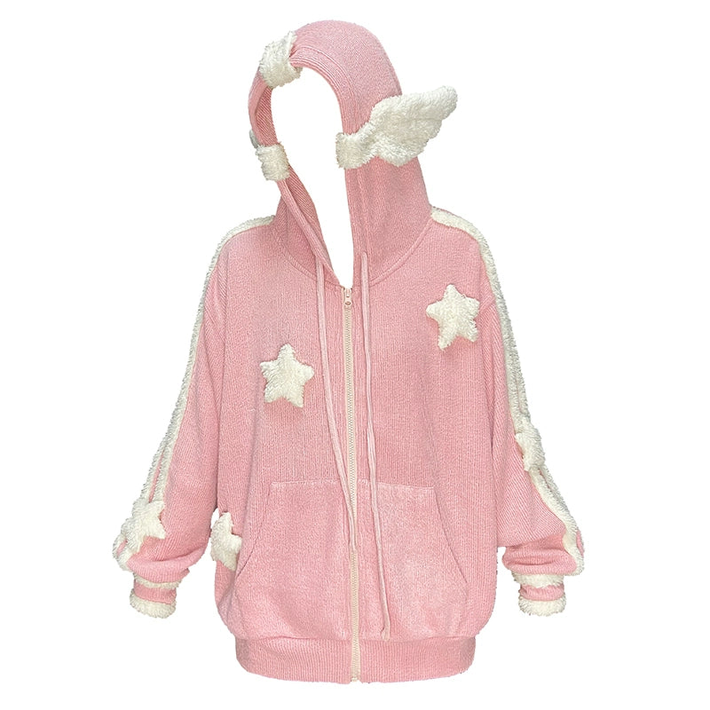 Star Angel Wing Knit Zipper Cardigan NA6602