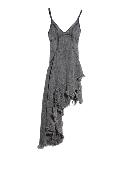 Frayed Fringe Strap Shoulder Dress NA5196