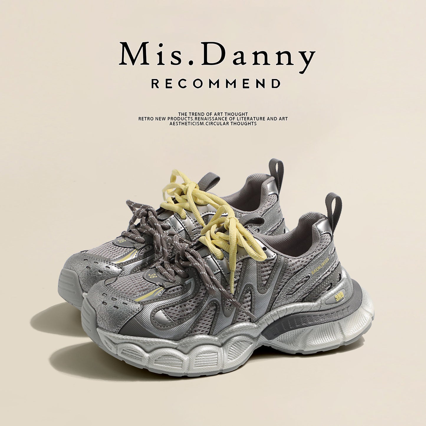 Metallic Mesh Lace-Up Sneakers NA8648