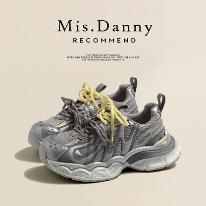 Metallic Mesh Lace-Up Sneakers NA8648