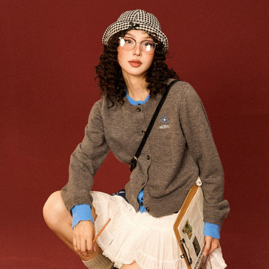 Contrast Layered-Look Knit Cardigan NA9396