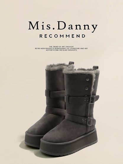 Fur Trim Platform Mid-Calf Boots NA8747