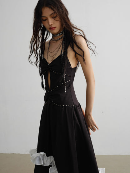 Rivet Decoration Lace Camisole Dress NA5136