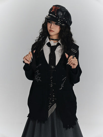 Safety Pin V-Neck Oversize Knit Cardigan NA8900