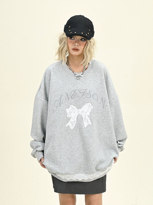 Oversize Lace Design Sweatshirt NA6274