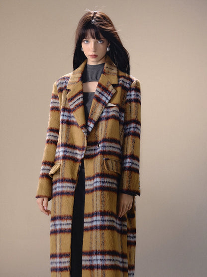 Plaid Woolen Long Coat NA5687