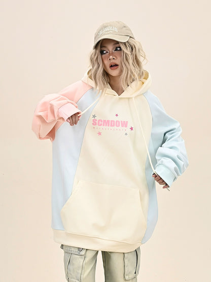 Contrast Color Oversize Pullover Hoodie NA6372