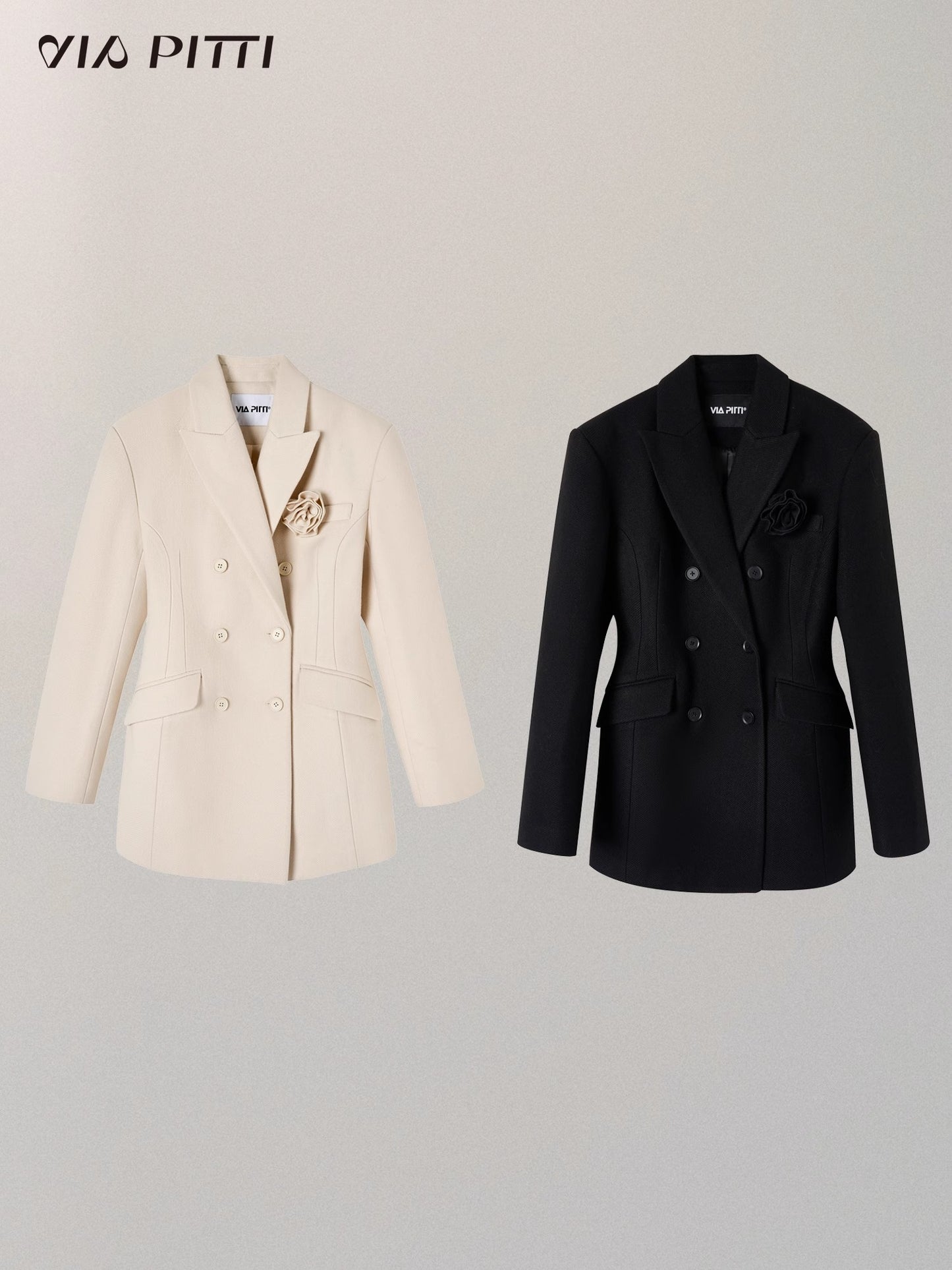 Mid Length Tailored Jacket & Brooch NA5001