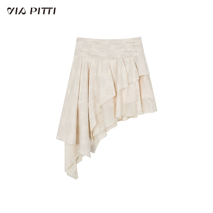 Ruffle Skirt With Irregular Hem Length NA4684