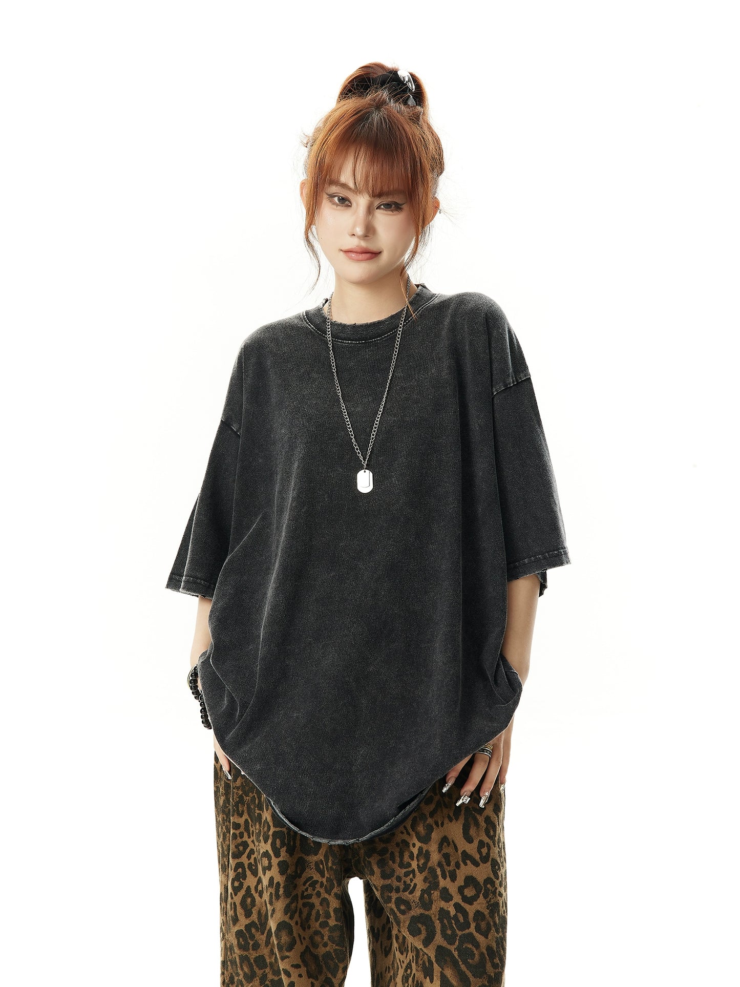 Washed Oversize Short Sleeve T-shirt NA2981