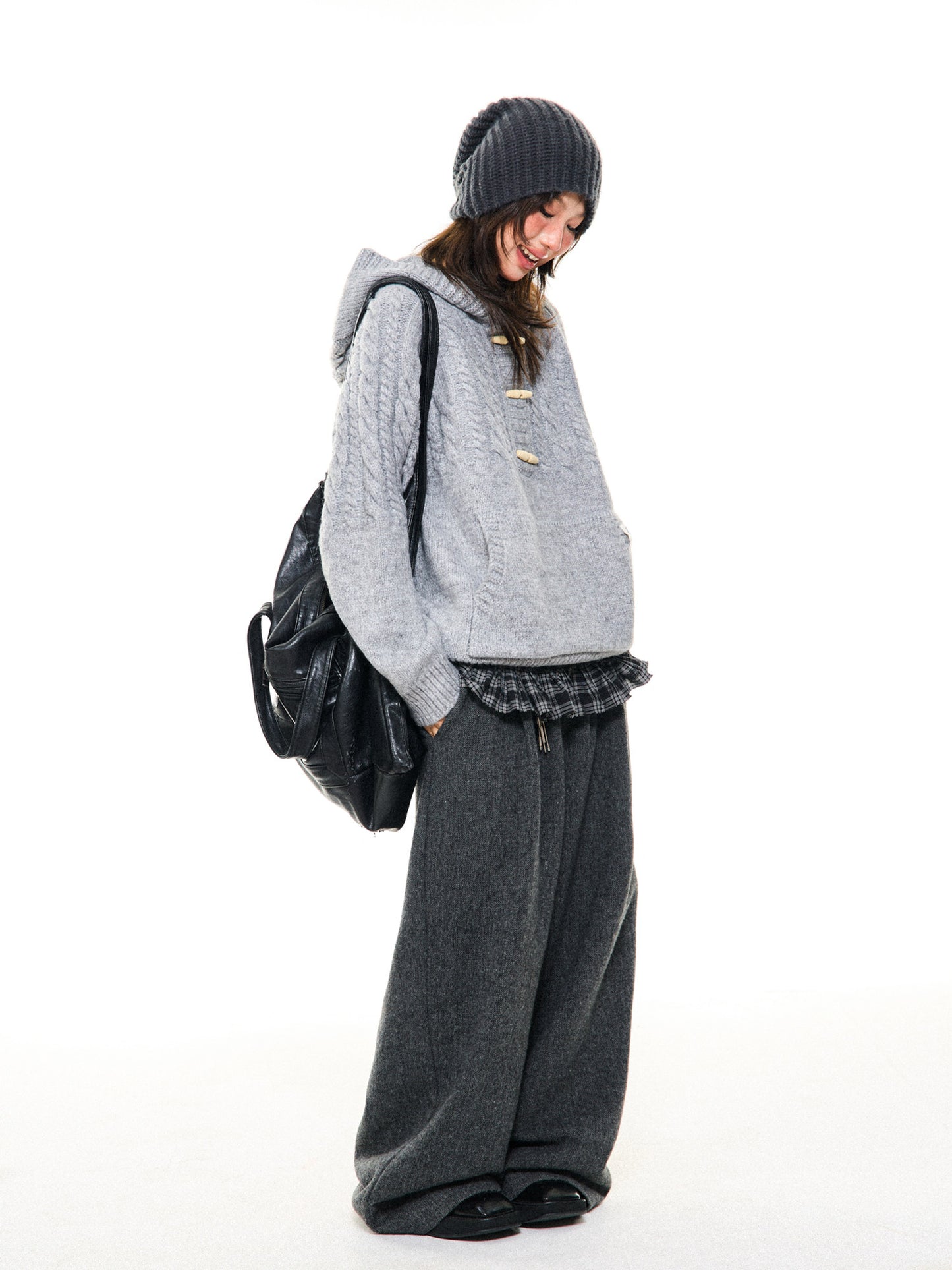 Hooded Toggle-Front Knit Sweater NA9414