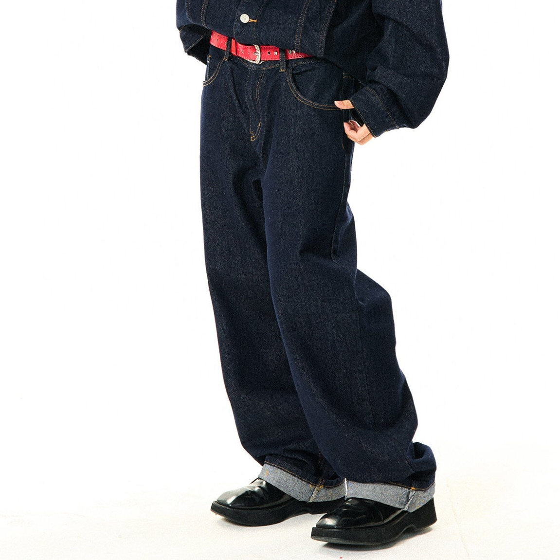 Button Oversize Denim Jacket & Wide Leg Denim Jeans Setup NA9368