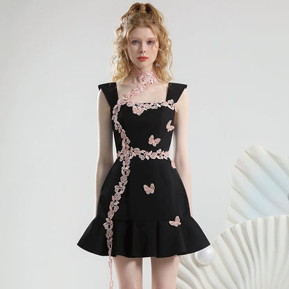 Contrast Pink Butterfly Ribbon Dress NA5462