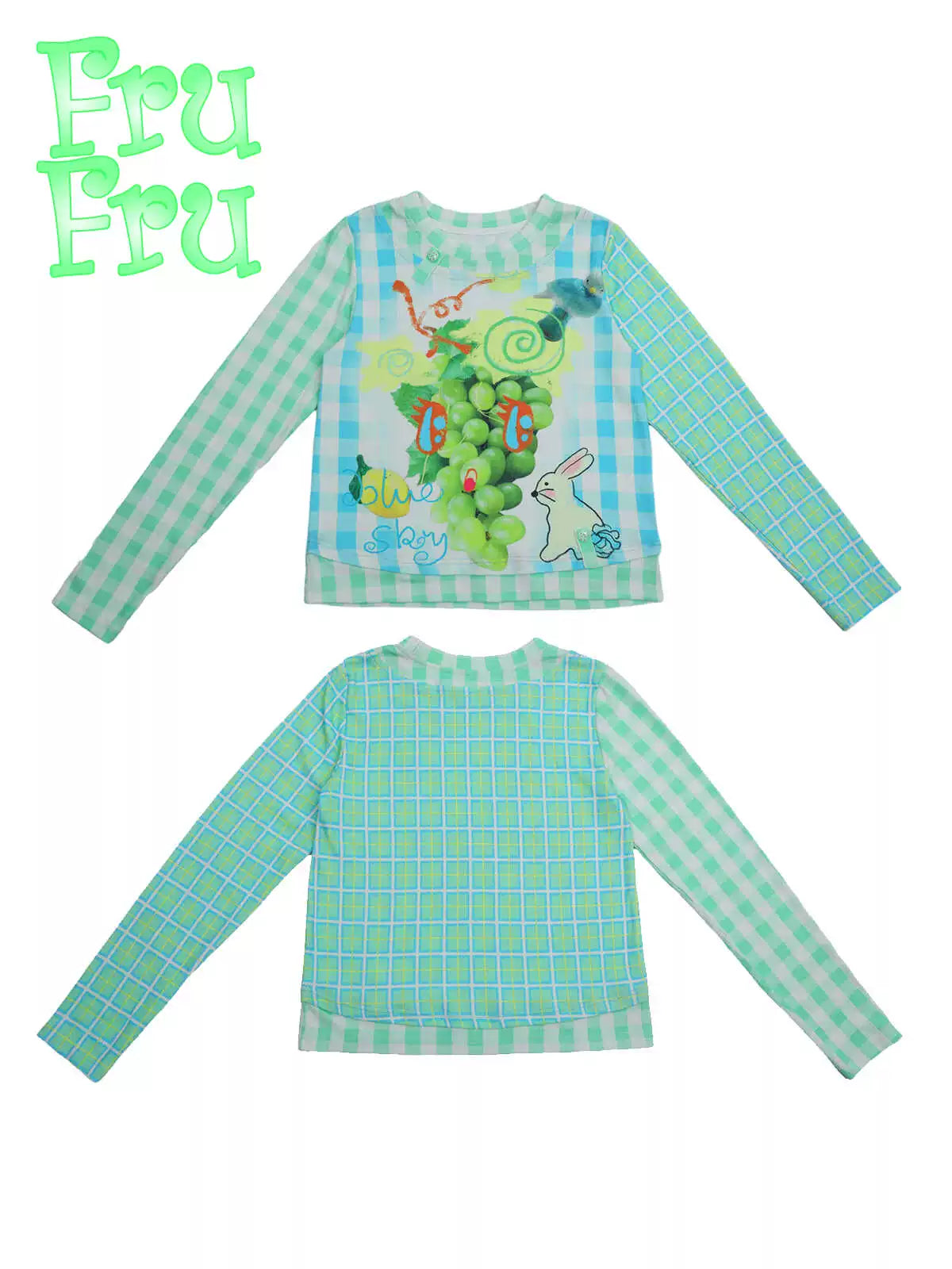 Plaid Grape Print Long Sleeve T-Shirt NA6569