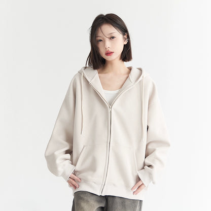 Simple Basic Oversize Zipper Hoodie NA2757