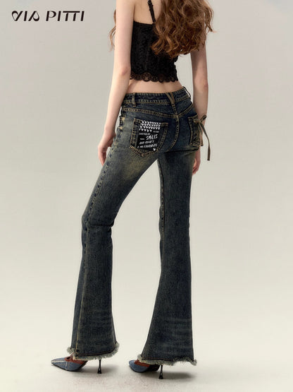 Washed Micro Flare Denim Jeans NA4711